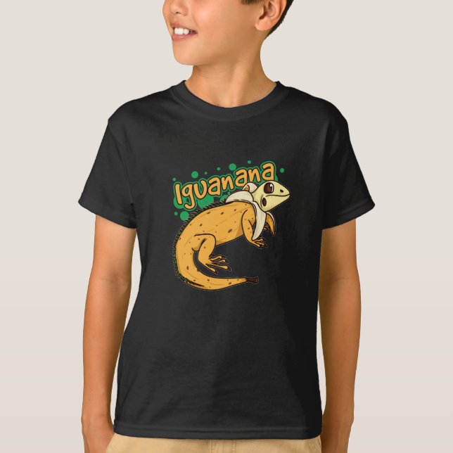 Iguanana Iguana Banana Design für Reptilienhalter T-Shirt (Vorderseite)