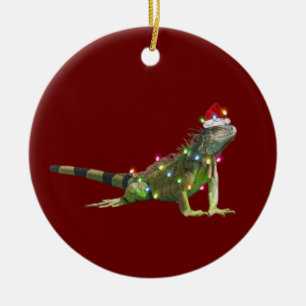 Iguanas mit Hutschuhwein Keramik Ornament