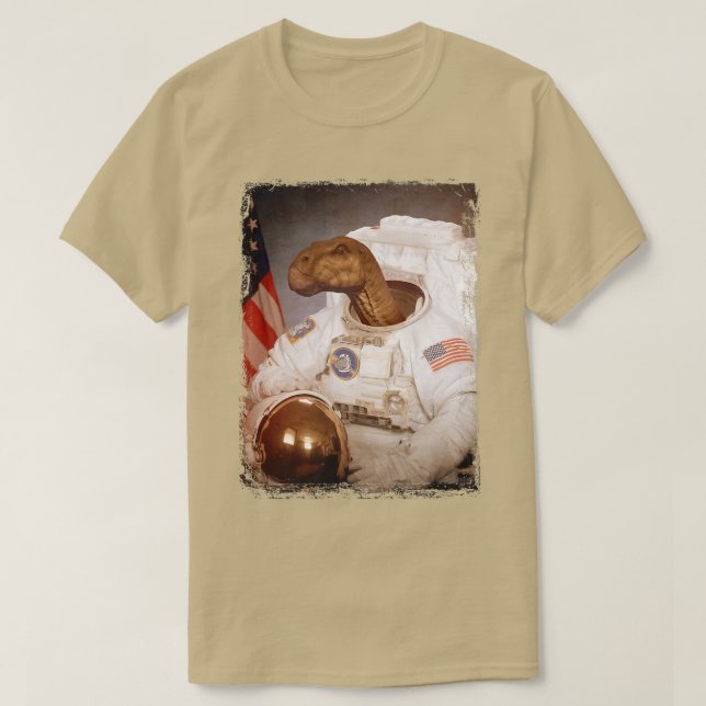 Iguanodon Astronaut Space Anzug Moon Rocket Scienc T-Shirt (Design vorne)