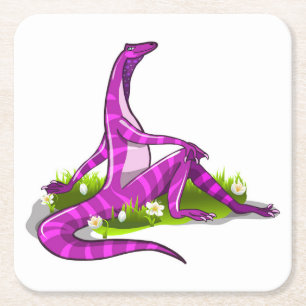 Iguanodon zeigt ihre natürliche Schönheit. Rechteckiger Pappuntersetzer