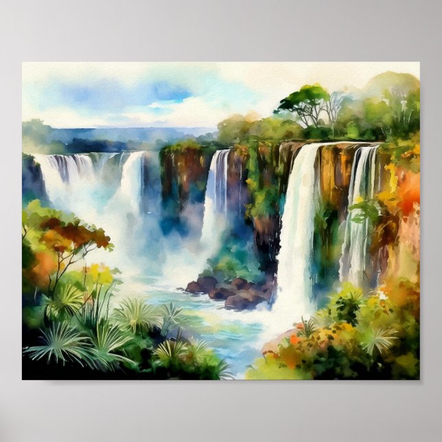 Iguazu Falls Argentina Watercolor Poster (Vorne)