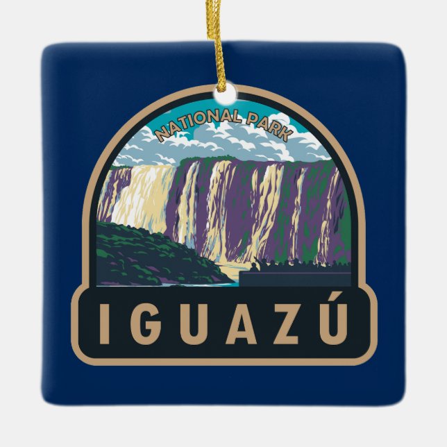 Iguazu Nationalpark Argentinien Vintage Kunst, Dic Keramikornament (Vorderseite)