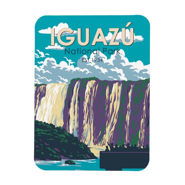 Iguazu Nationalpark Argentinien Vintage Kunst, Dic Magnet (Vertikal)