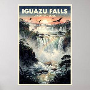 Iguazu Wasserfälle Vintage Reise Poster