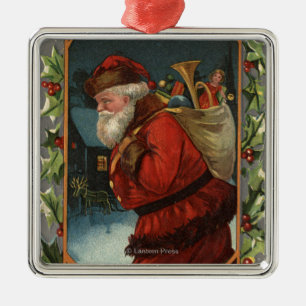 Ihnen ein fröhliches ChristmasSanta Marschieren Ornament Aus Metall