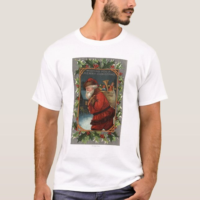 Ihnen ein fröhliches ChristmasSanta Marschieren T-Shirt (Vorderseite)