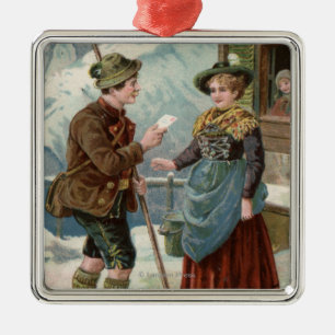 Ihnen eine glückliche neue YearMountain Szene Silbernes Ornament