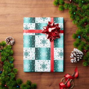 "Ihnen frohen Weihnacht-wünschend" Türkis u. Wei Geschenkpapier