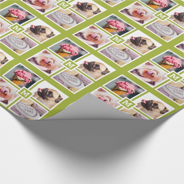 IHR 4-FOTO- & MONOGRAMM-Packpapier Geschenkpapier (Ecke)