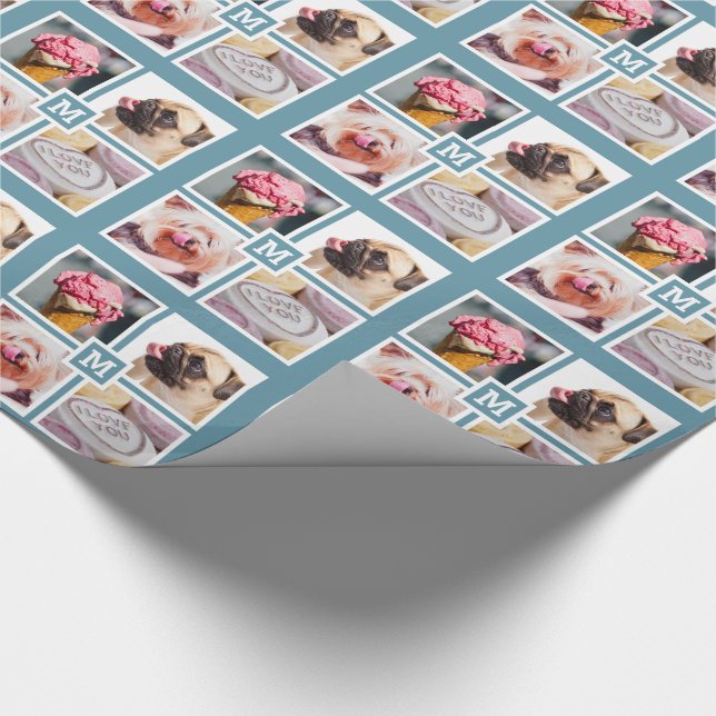 IHR 4-FOTO- & MONOGRAMM-Packpapier Geschenkpapier (Ecke)