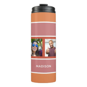 Ihr 4 FOTO & NAME Stripes Muster Tumbler Thermosbecher