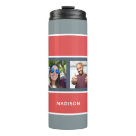 Ihr 4 FOTO & NAME Stripes Muster Tumbler Thermosbecher