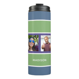 Ihr 4 FOTO & NAME Stripes Muster Tumbler Thermosbecher