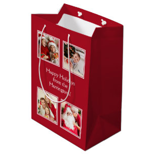 IHR 4 FOTOS & CUSTOM TEXT Medium Geschenk Tasche Mittlere Geschenktüte