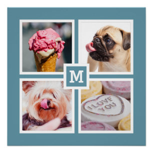 IHR 4 FOTOS & MONOGRAM individuelles Poster