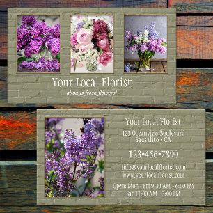 Ihr 4-Fotos-Portfolio Florist mit grüner Ziegelwan Visitenkarte