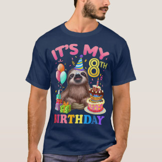Ihr 8. Geburtstag für Mädchen Sloth Geburtstag Cos T-Shirt