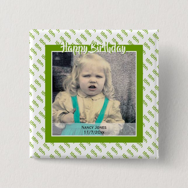 Ihr Alter und Foto: Geburtstagsnummer Grün Button (Vorderseite)
