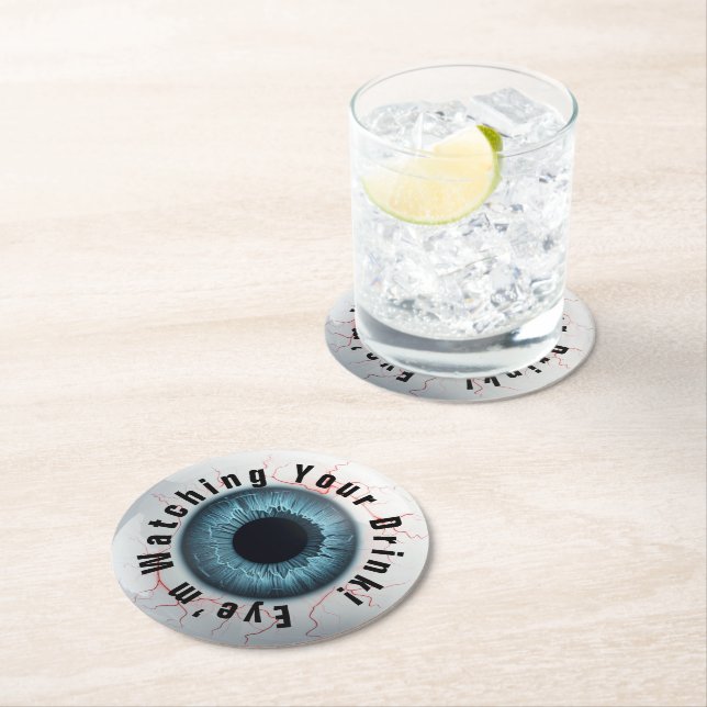 Ihr Auge schaut zu. Runder Pappuntersetzer (Vor Ort)