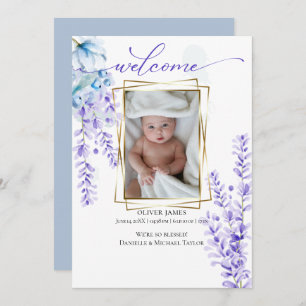 Ihr Baby Foto Aquarelllavender - Dusty Blue Einladung