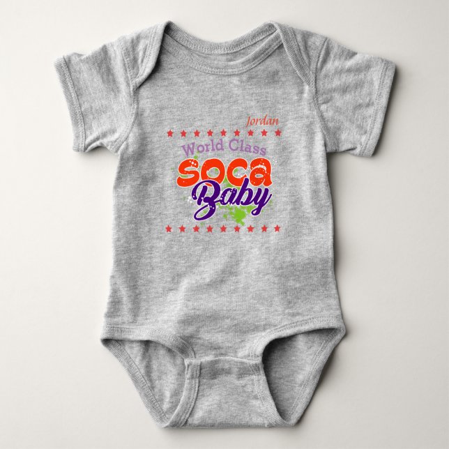(Ihr Baby Name) Soca Baby World Class Baby Strampler (Vorderseite)