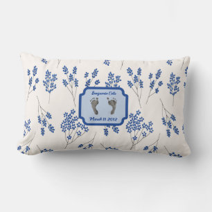 Ihr Babys Foot Prints in Blue Pillow Fall Lendenkissen