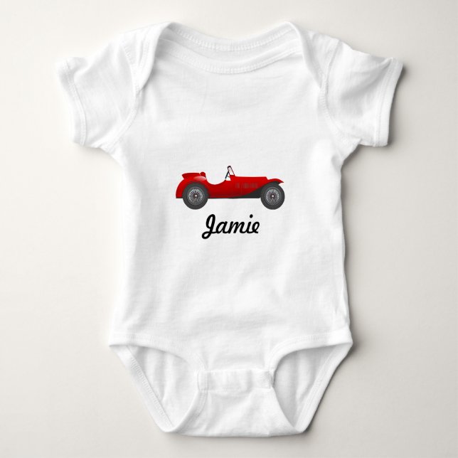 Ihr Babys Name Classic Car Baby Boy Baby Strampler (Vorderseite)