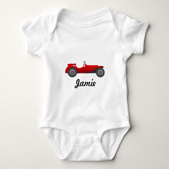 Ihr Babys Name Classic Car Baby Boy Strampler (Vorderseite)