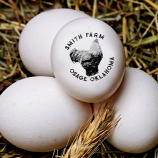 Ihr Bauernhofname mit Brahma-Huhn-Henne-Ei-Stempel Gummistempel