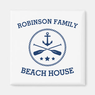 Ihr Beach House Familienname Anchor Oars Stars Magnet