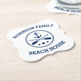 Ihr Beach House Familienname Anchor Oars Stars Untersetzer