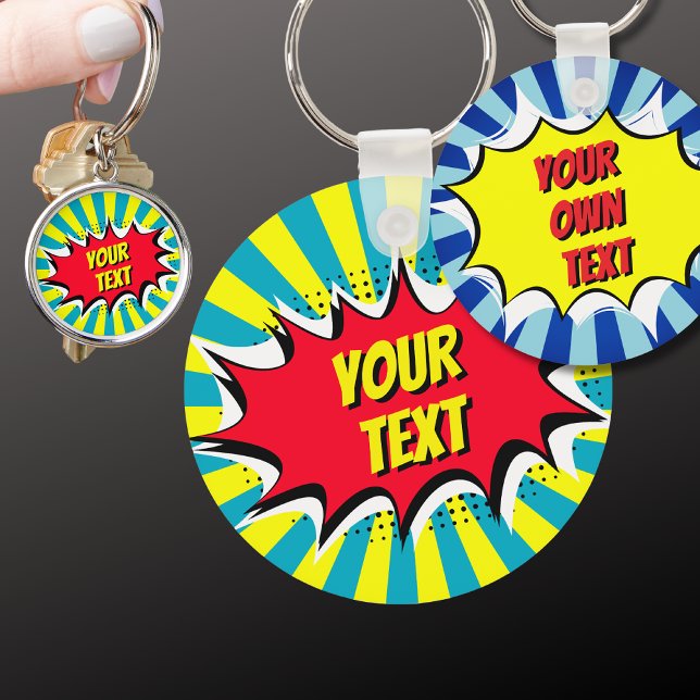 Ihr benutzerdefinierter Text-Comic-Schlüsselanhäng Schlüsselanhänger (Von Creator hochgeladen)