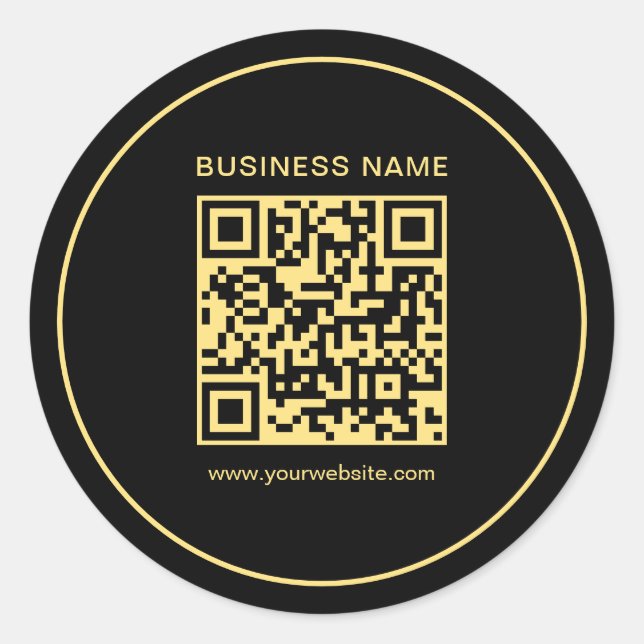 Ihr benutzerdefinierter Text QR-Code - Schwarz & G Runder Aufkleber (Vorderseite)