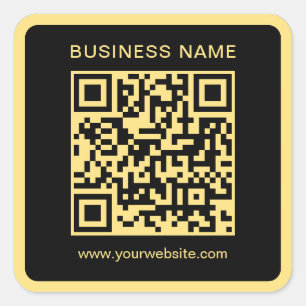 Ihr benutzerdefinierter Text QR Code Schwarz & Gol Quadratischer Aufkleber