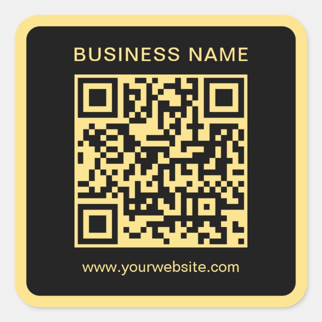 Ihr benutzerdefinierter Text QR Code Schwarz & Gol Quadratischer Aufkleber (Vorderseite)