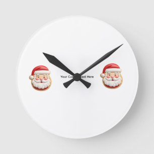 Ihr benutzerdefinierter Text Santa Cookie Weihnach Runde Wanduhr