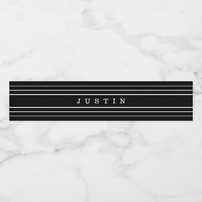 Ihr benutzerdefinierter Text und moderne Streifen  Wasserflaschenetikett (Einzelnes Label)