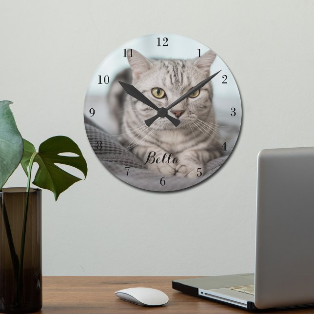 Ihr benutzerdefiniertes Cat-Foto Personalisierter  Runde Wanduhr (Von Creator hochgeladen)