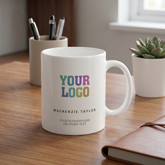 Ihr benutzerdefiniertes Firmenlogo personalisiert Kaffeetasse (Your Custom Business Company Logo Personalized Coffee Mug by Ricaso. Add logo and text, promotional)