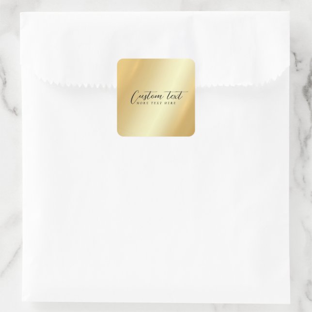 Ihr benutzerdefiniertes Text-Typografie-Skript Gol Quadratischer Aufkleber (Tasche)