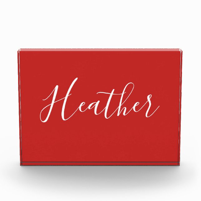 Ihr benutzerdefiniertes weißes Skript in Rot Fotoblock (Vorderseite)