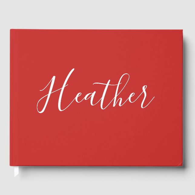 Ihr benutzerdefiniertes weißes Skript in Rot Gästebuch (Vorderseite)