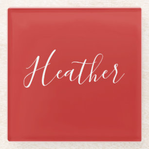 Ihr benutzerdefiniertes weißes Skript in Rot Glasuntersetzer