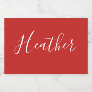 Ihr benutzerdefiniertes weißes Skript in Rot Lebensmitteletikett