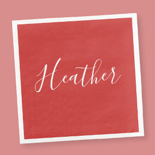 Ihr benutzerdefiniertes weißes Skript in Rot Serviette