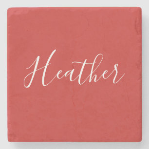 Ihr benutzerdefiniertes weißes Skript in Rot Steinuntersetzer