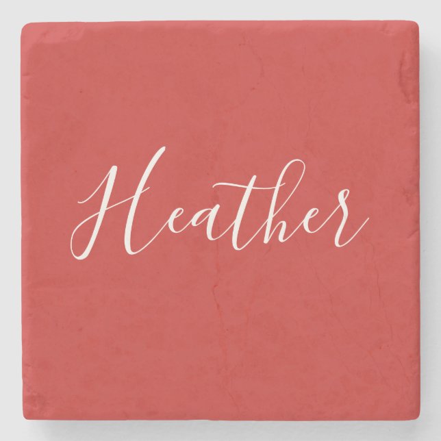 Ihr benutzerdefiniertes weißes Skript in Rot Steinuntersetzer (Vorderseite)