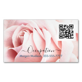 Ihr Beruf, QR-Code, hellrosa Rose Magnetische Visitenkarte