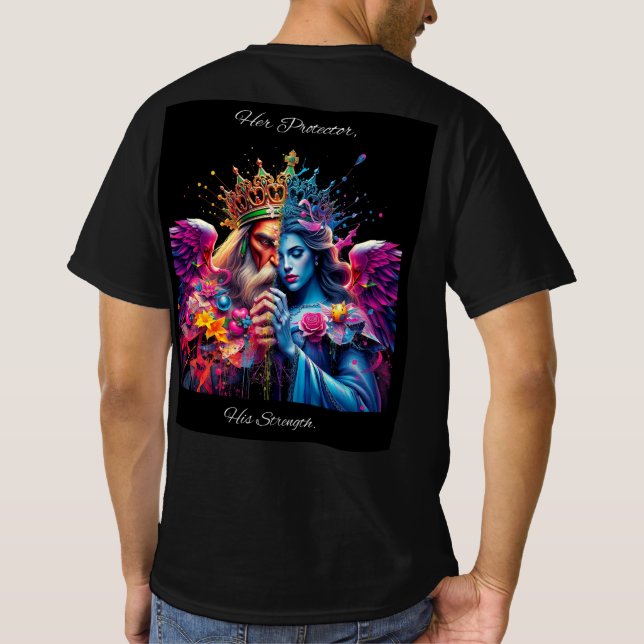 Ihr Beschützer seine Stärke T-Shirt (Rückseite)