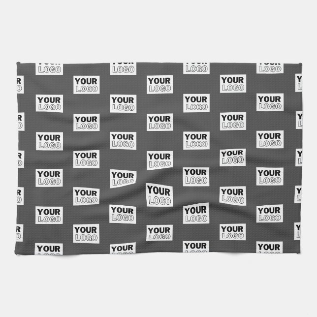 Ihr Bilddesign oder Firmenlogo gekachelt | Grau Geschirrtuch (Horizontal)